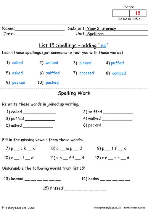 Spellings List 15