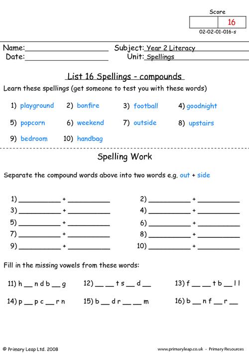 Spellings List 16