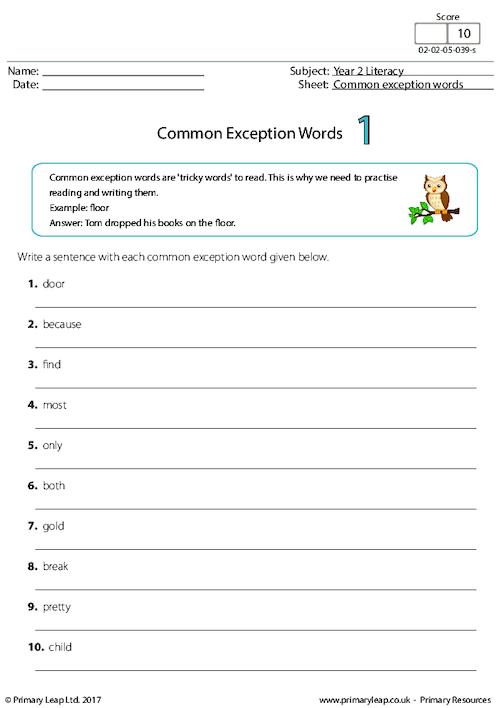 Common Exception Words 1
