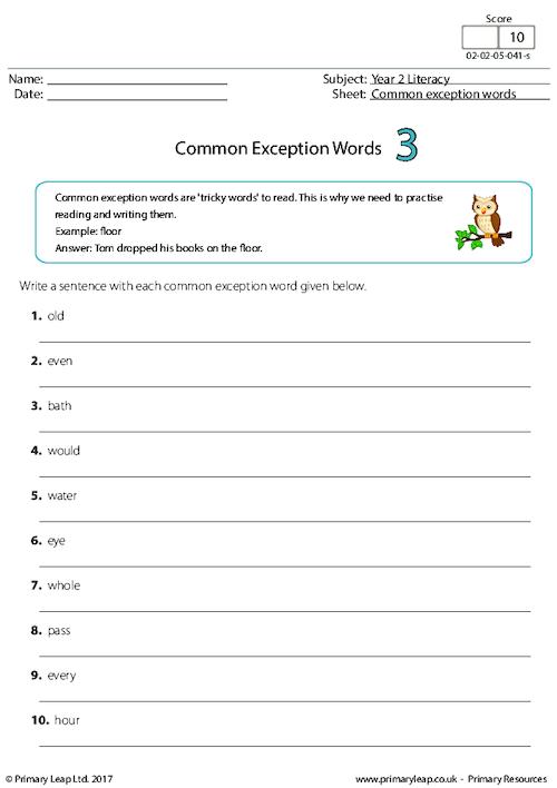 Common Exception Words 3