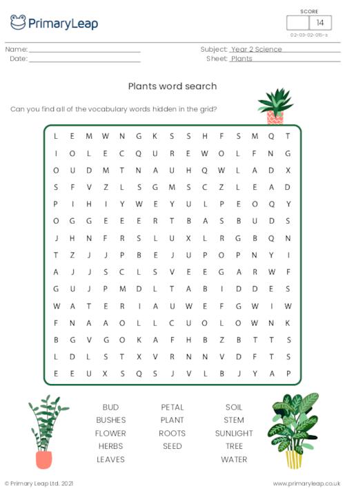 Plants word search