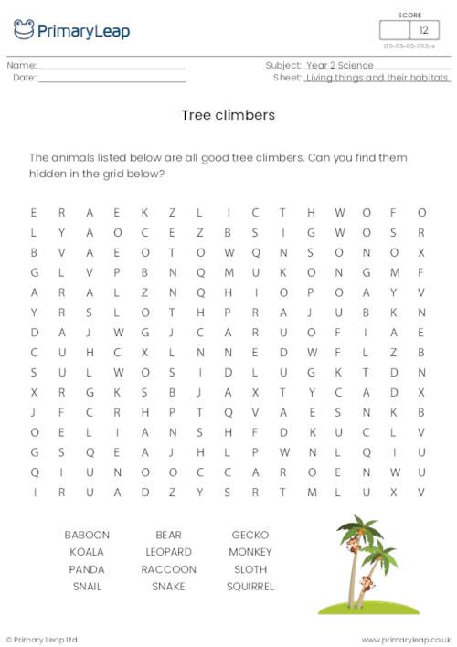 Tree climbers word search