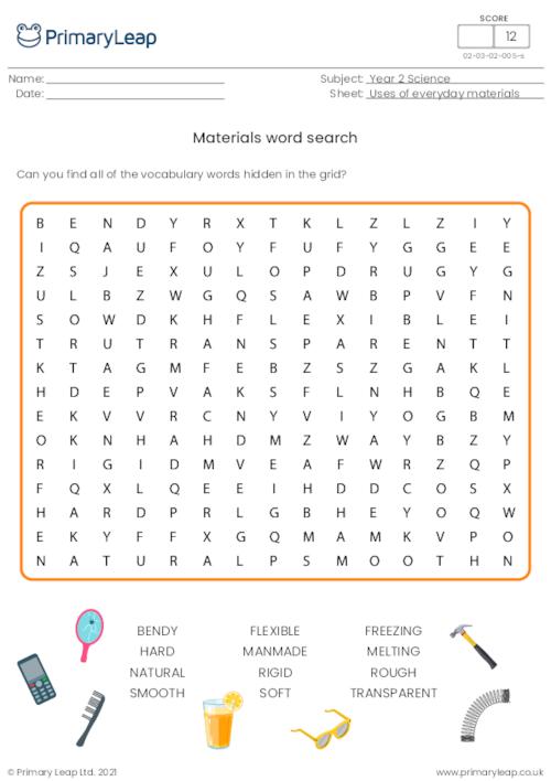 Materials word search