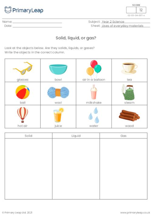 Science Solid Liquid Or Gas Worksheet PrimaryLeap co uk Science Solid Liquid Or Gas Worksheet PrimaryLeap co uk