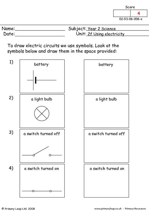 science circuit symbols worksheet primaryleapcouk