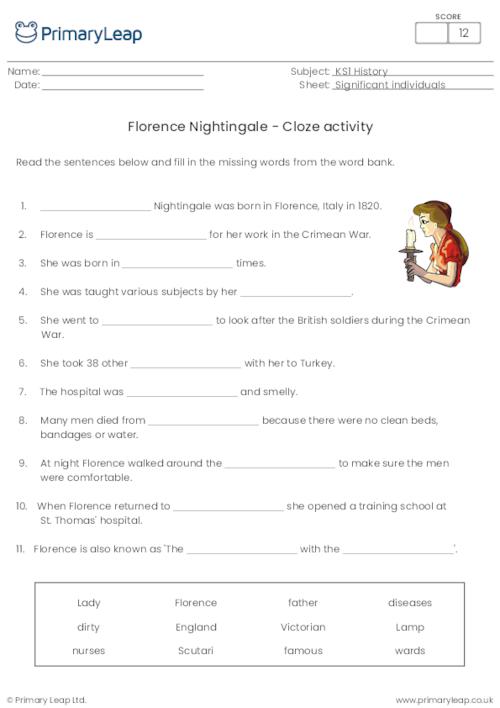 Florence Nightingale - Cloze activity