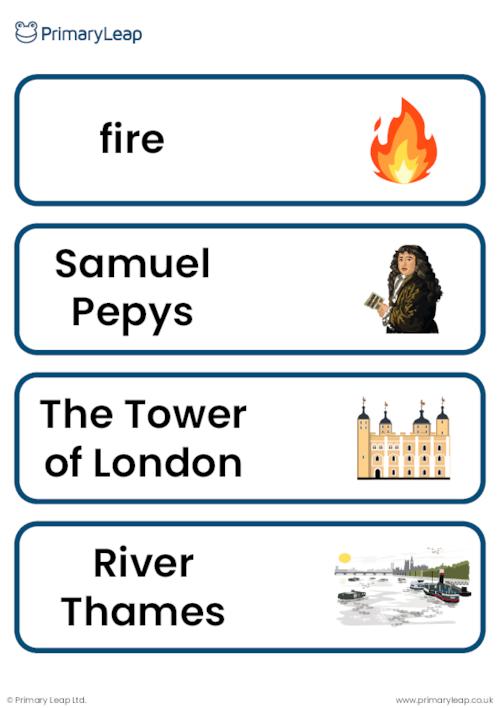 The Great Fire of London vocabulary cards
