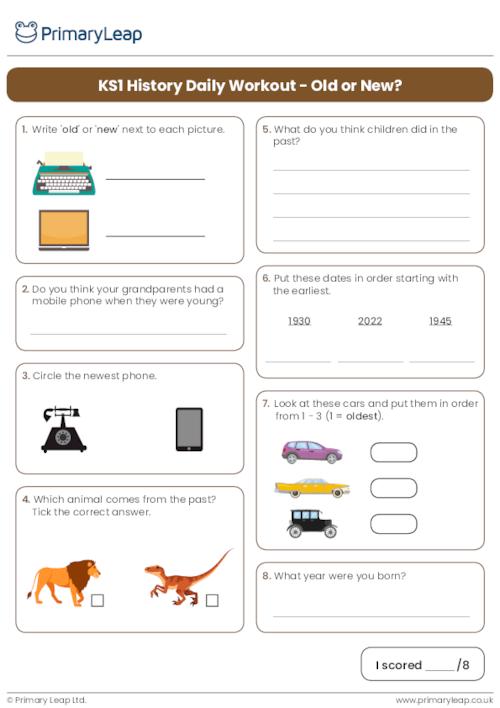 KS1 History Daily Workout - Old or New?
