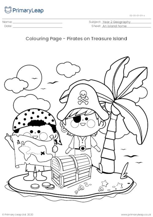 Colouring Page - Pirates on Treasure Island