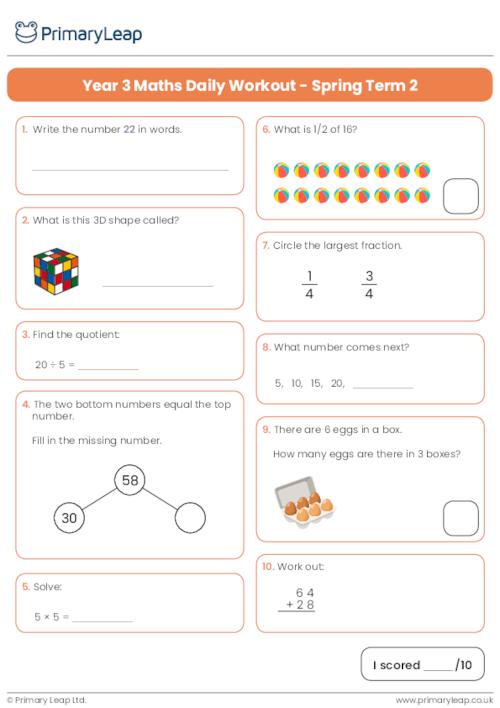 Year 3 Maths Daily Workout - Spring Term 2