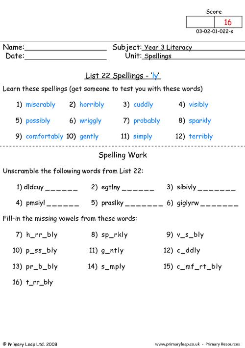 Spelling list 22