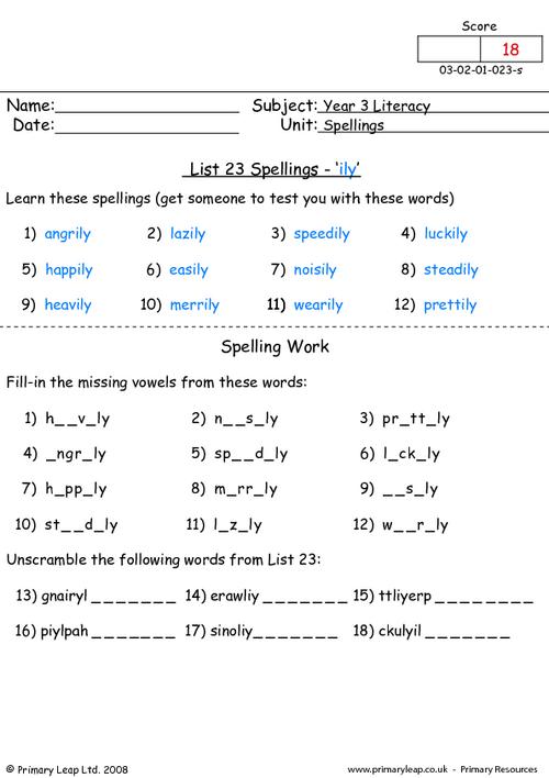 Spelling list 23