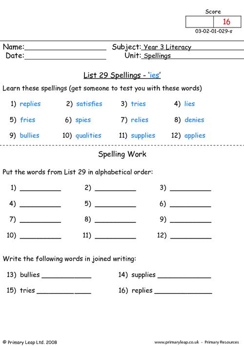 Spelling list 29