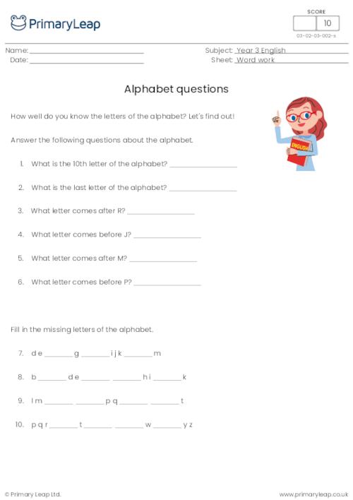 Questions on the alphabet