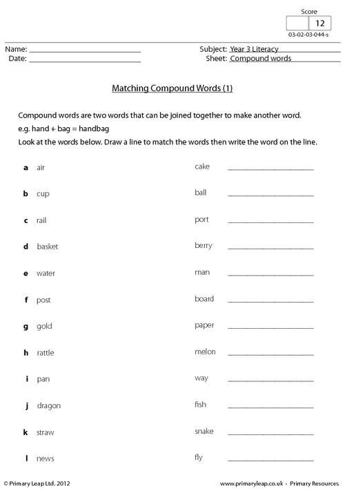 Matching compound words 1