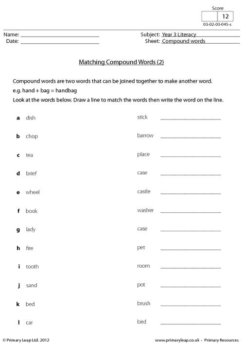 Matching compound words 2