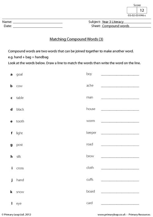 Matching compound words 3