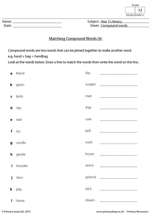 Matching compound words 4