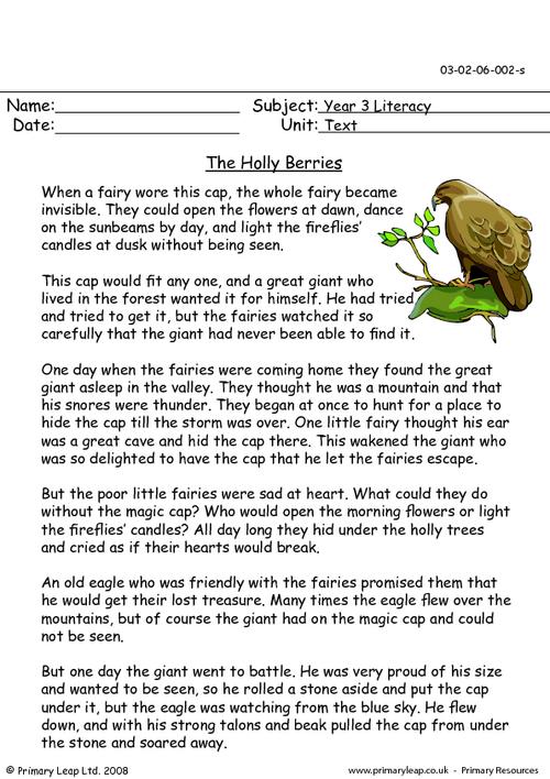 Reading Comprehension - The Holly Berries