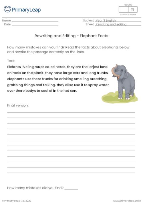 Rewriting and Editing - Elephant Facts