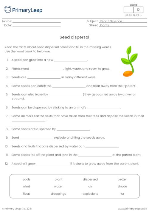 Cloze Activity - Seed Dispersal