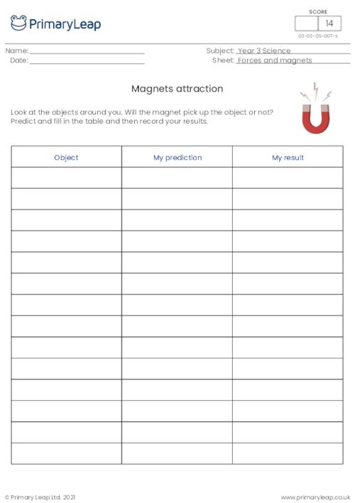 magnets ks2 worksheet