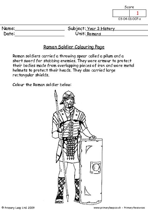 Roman Soldier colouring page
