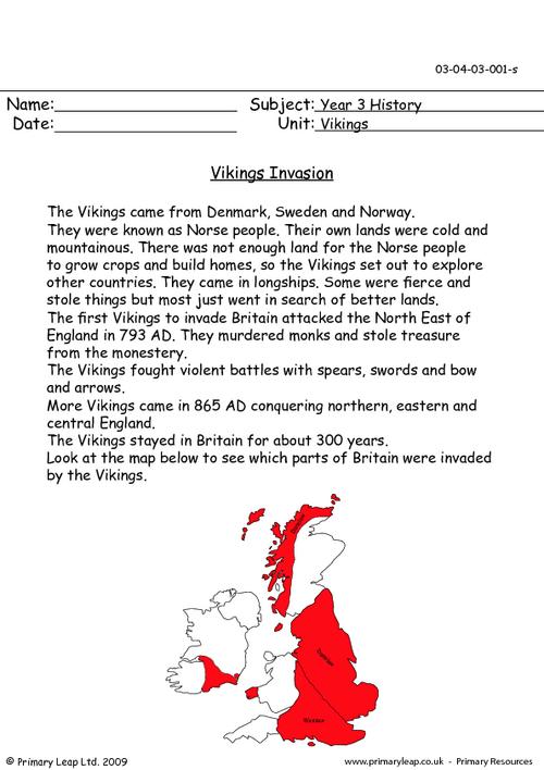 viking raids worksheet