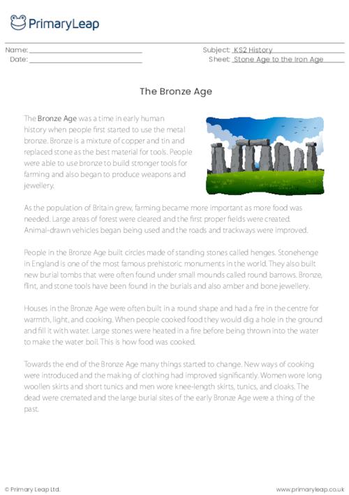 history reading comprehension the iron age worksheet primaryleapcouk
