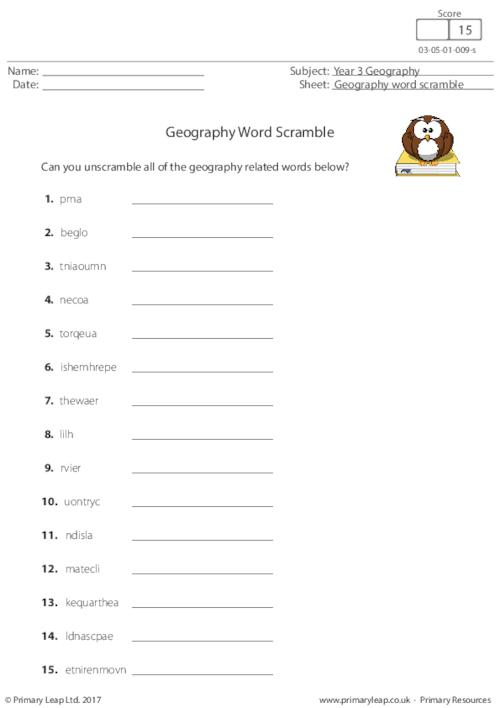 Geography Word Scramble