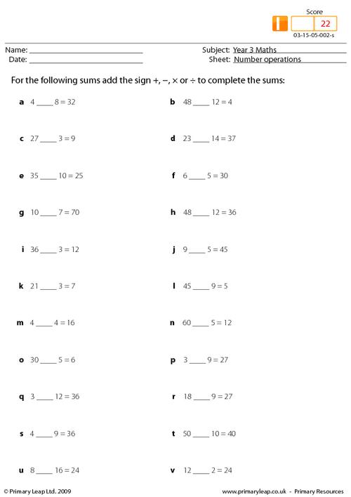 Numeracy Number Operations Worksheet PrimaryLeap co uk