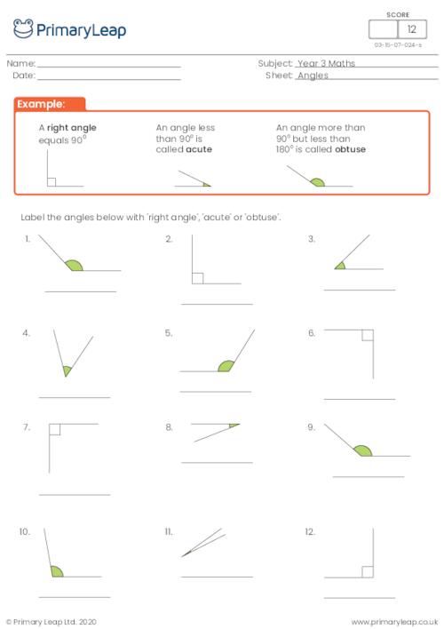 numeracy angles worksheet primaryleap co uk