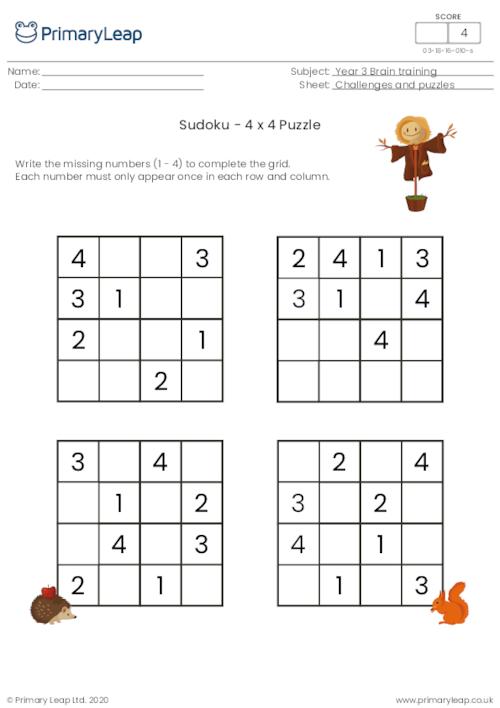 Sudoku 4 x 4 puzzle - Autumn theme