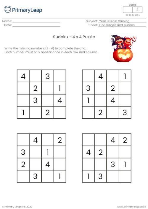 Sudoku 4 x 4 puzzle - Halloween theme