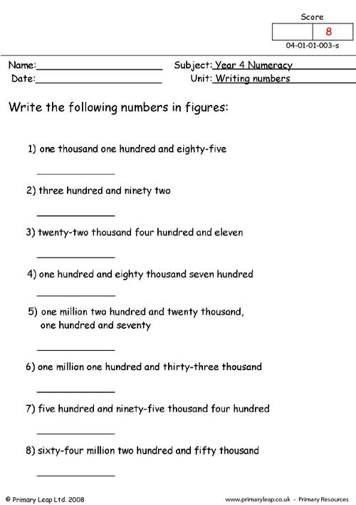 Writing numbers 3