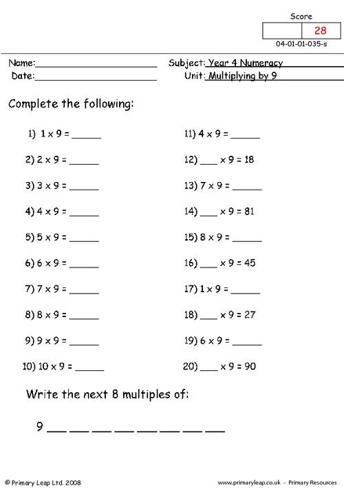 Multiplying by 9
