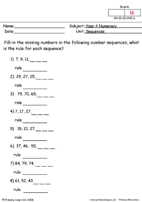 maths-sequences-worksheets