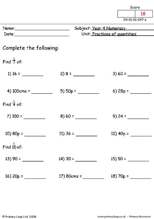 Fractions of quantities 1