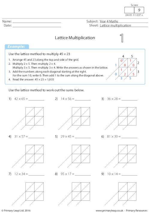 Lattice Multiplication: 2 by 2 digits (1)
