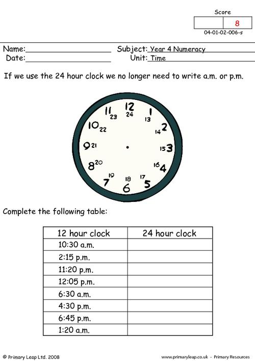 Free Printable 24 Hour Clock Worksheets Printable Templates