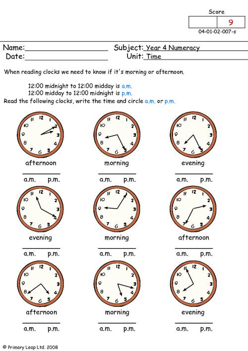 Telling Time Am And Pm