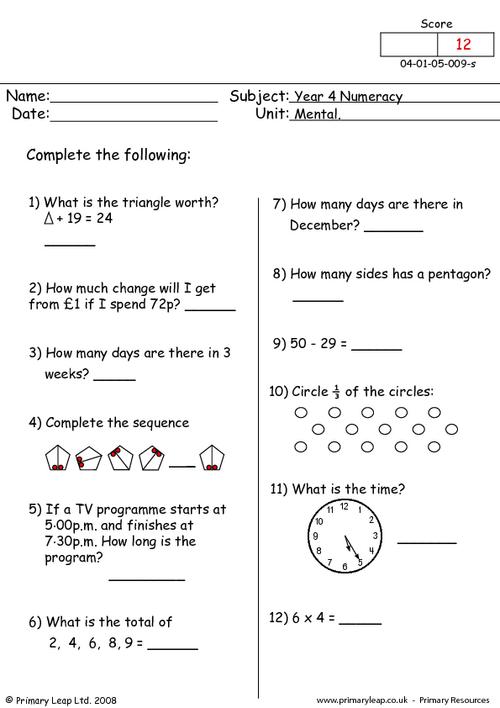 Year 4: Numeracy Printable Resources & Free Worksheets for Kids ...