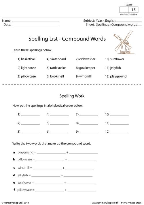 Spelling List - Compound words