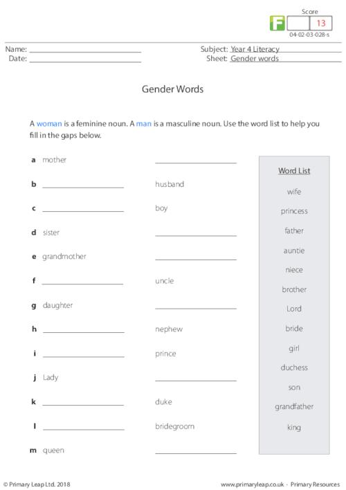 Gender words