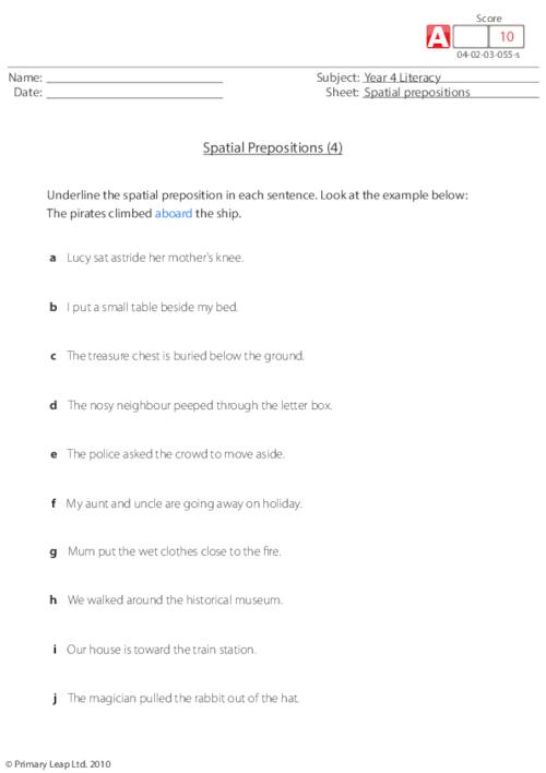 Spatial prepositions (4)