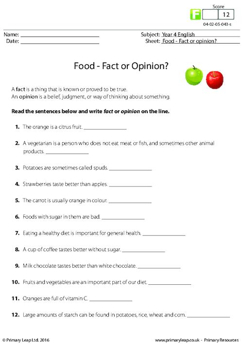 Food - Fact or Opinion?