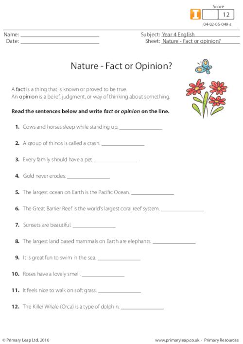 Nature - Fact or Opinion?
