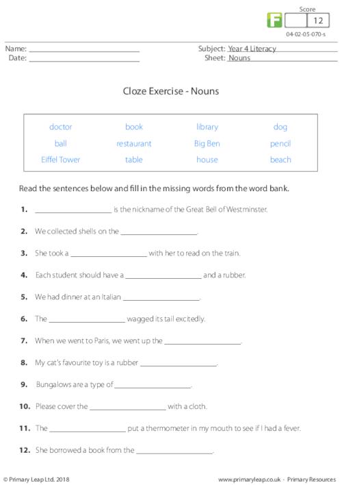 Cloze Exercise - Nouns