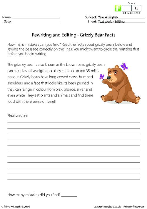 Rewriting and Editing - Grizzly Bear Facts