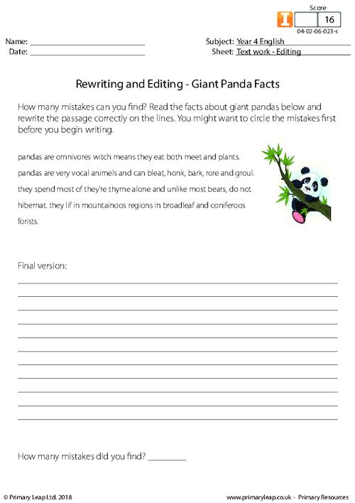 Rewriting and Editing - Giant Panda Facts